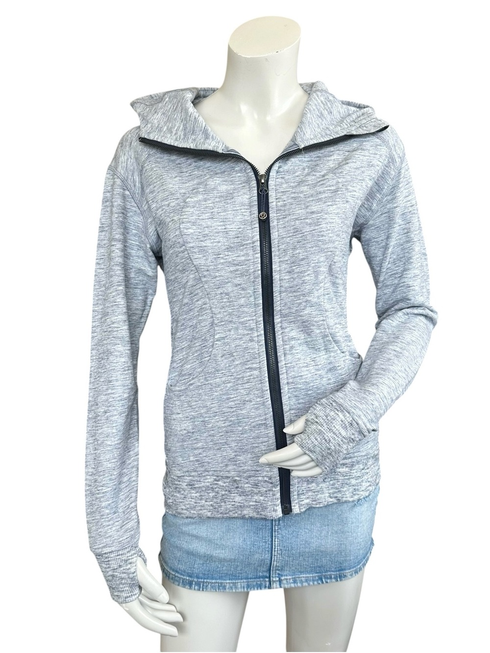 Lululemon Scuba White Blue Heathered Space Dye Blue Zipper Zip Up Sweatshirt 4